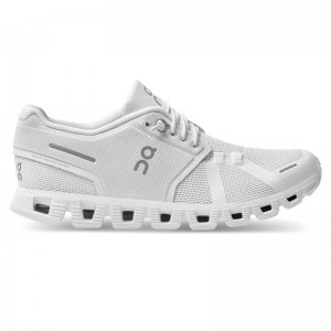 On Running Cloud 5 Women's Travel Shoes All White | UHKDP-3908