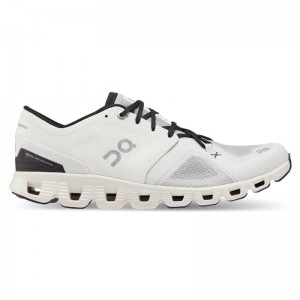 On Running Cloud X 3 Men's Road Running Shoes Ivory | Black | QPMNE-6829