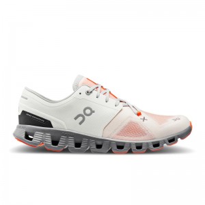 On Running Cloud X 3 Men's Road Running Shoes Ivory | Alloy Coral | IDVWK-6917