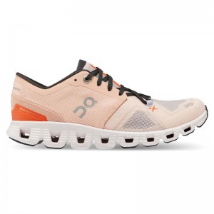 On Running Cloud X 3 Women's Road Running Shoes Rose | Sand | QPDRC-9821