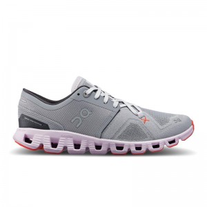 On Running Cloud X 3 Women's Road Running Shoes Alloy | Lilly Grey | SHNRT-5281