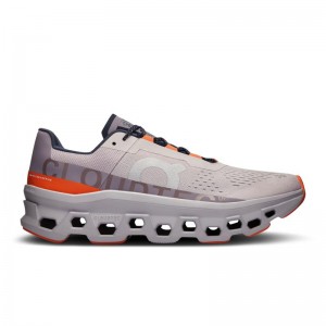 On Running Cloudmonster Men's Road Running Shoes Pearl | Flame Grey | ZRVFU-8074