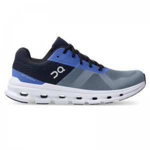 On Running Cloudrunner Men's Road Running Shoes Metal | Midnight Grey | RXDPK-2648