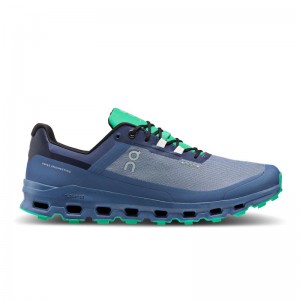 On Running Cloudvista Waterproof Men's Hiking Shoes Metal | Denim Blue | LIFSK-4276