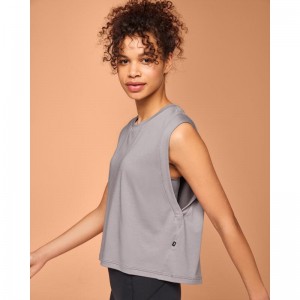 On Running Focus Crop Women's Tank Top Zinc Grey | GVFZQ-6341