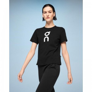 On Running Graphic-T Women's T-Shirt Black | White | FGDCU-2387