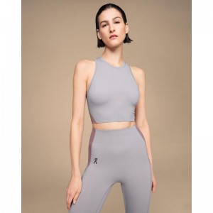 On Running Movement Crop Women's Tank Top Zinc | Grape Grey | JQCHB-1536