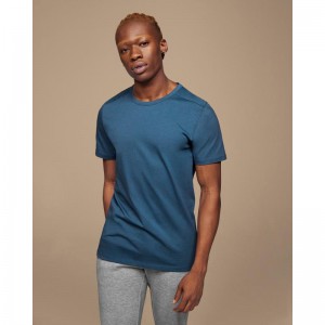 On Running On-T Men's T-Shirt Denim Blue | NQWIX-9657