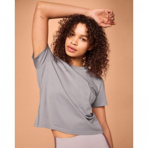 On Running On-T Women's T-Shirt Zinc Grey | EUBSL-0456