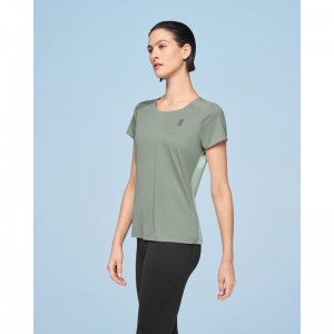 On Running Performance-T Women's T-Shirt Moss | Creek Mint | MQDFI-4906