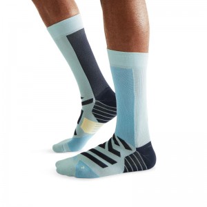 On Running Performance High Men's Sock Hail | Wash Blue | OYZLX-2083