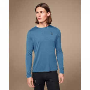 On Running Performance Long-T Men's Long-T-Shirt Stellar Blue | SJUMA-2970