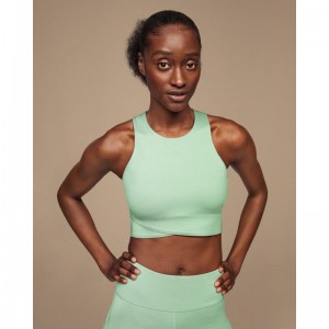 On Running Race Crop Women's Tank Top Moss | Creek Mint | ZFNSJ-0453