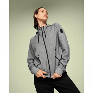 On Running Zipped Women's Hoodie Grey | CFJZP-7928