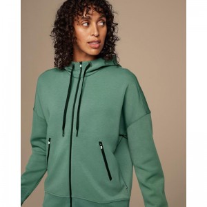 On Running Zipped Women's Hoodie Ivy Green | EKOFJ-4930