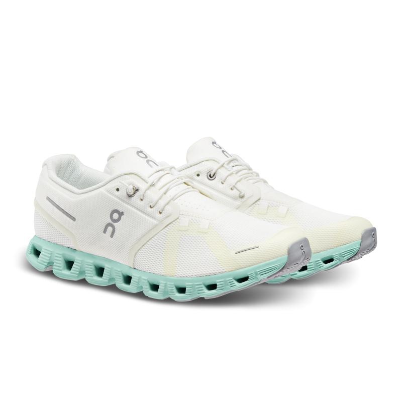 On Running Cloud 5 Men's Life Shoes Undyed-White | Creek | FBNUD-4189