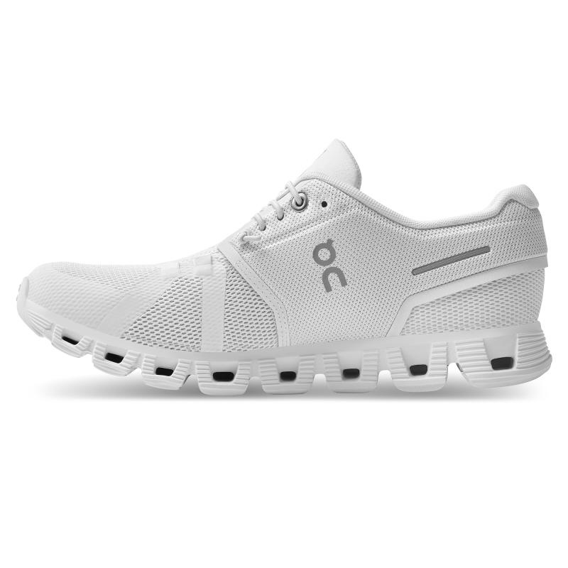 On Running Cloud 5 Women's Travel Shoes All White | UHKDP-3908