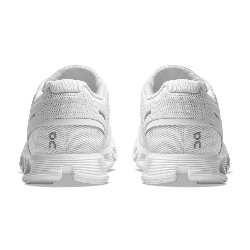 On Running Cloud 5 Women's Travel Shoes All White | UHKDP-3908