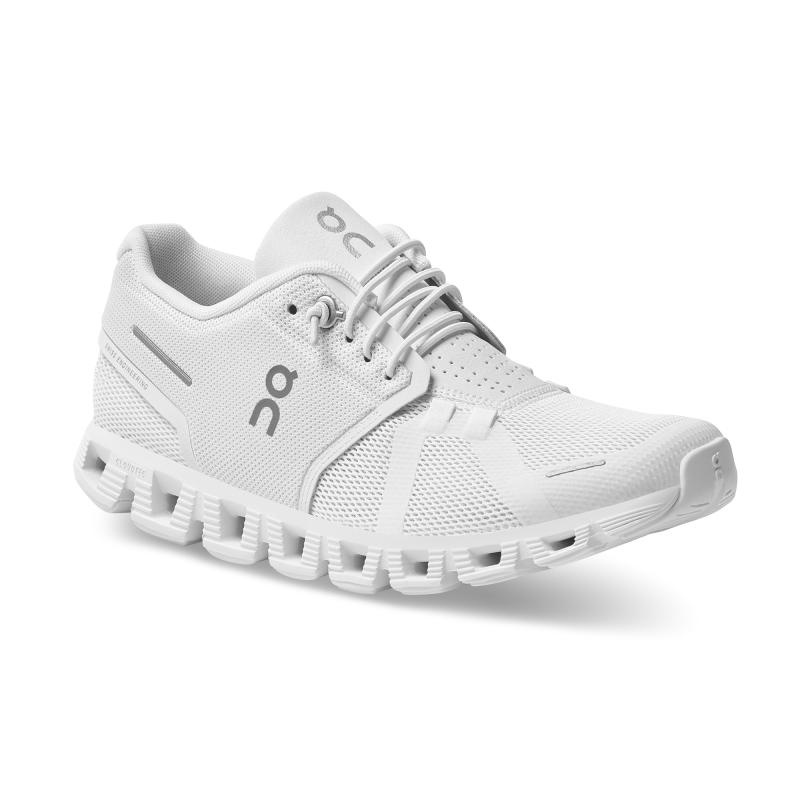 On Running Cloud 5 Women's Travel Shoes All White | UHKDP-3908