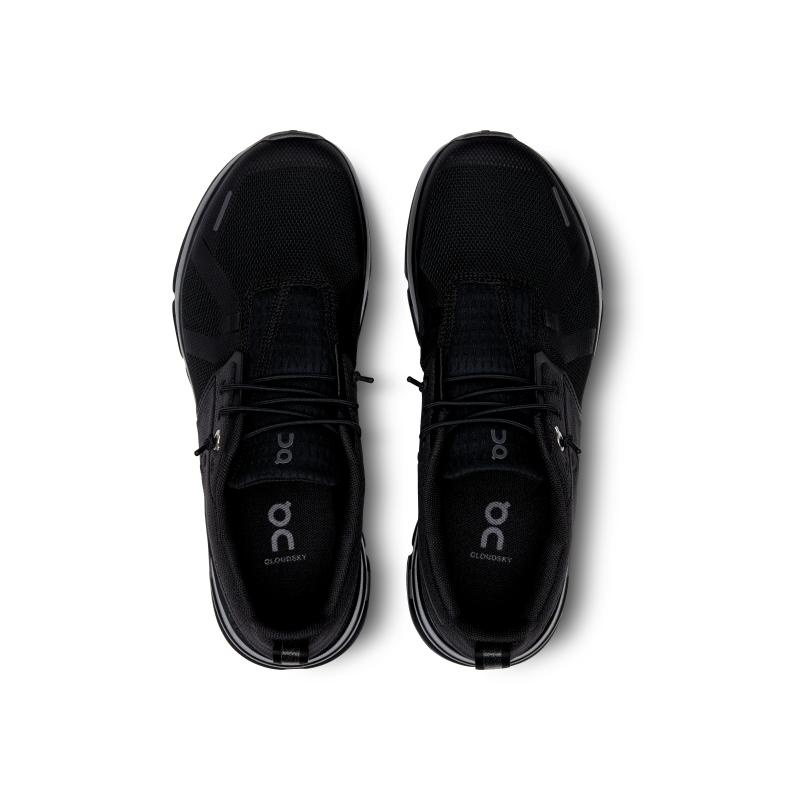 On Running Cloud Sky Kids' Running Sneaker All Black | OQMRZ-8105