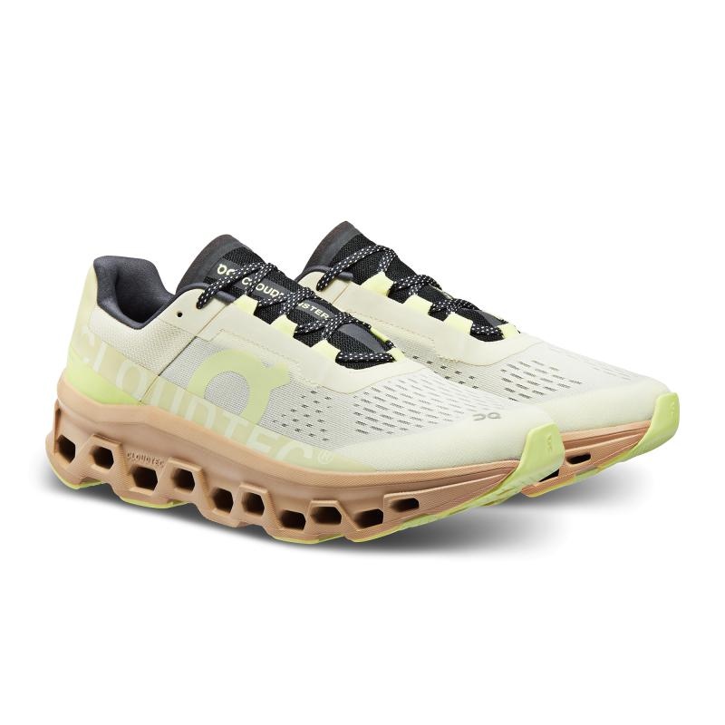 On Running Cloudmonster Men's Road Running Shoes Cream | Dune Yellow | FUBEM-2810