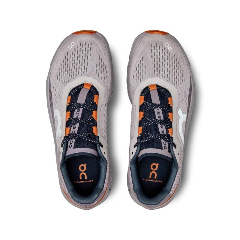 On Running Cloudmonster Men's Road Running Shoes Pearl | Flame Grey | ZRVFU-8074