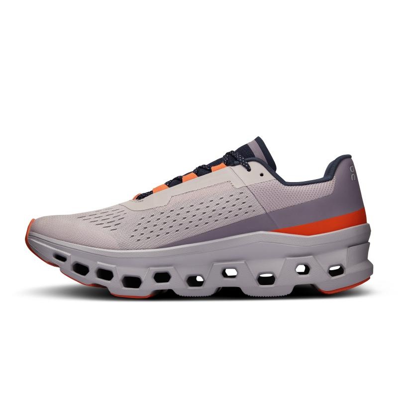 On Running Cloudmonster Men's Road Running Shoes Pearl | Flame Grey | ZRVFU-8074