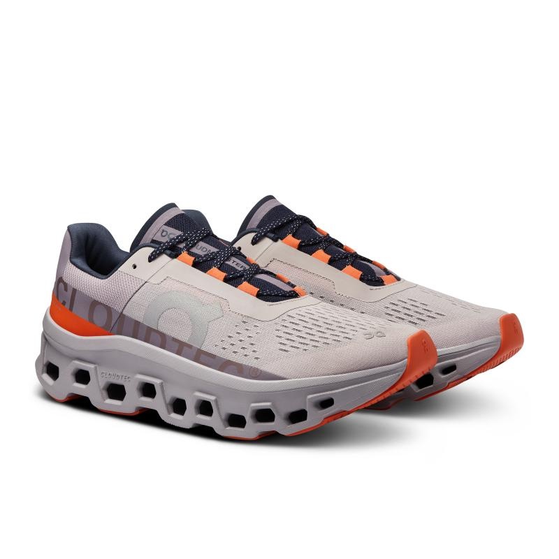 On Running Cloudmonster Men's Road Running Shoes Pearl | Flame Grey | ZRVFU-8074