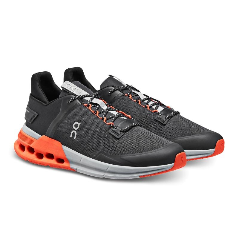 On Running Cloudnova Flux Men's Life Shoes Black | Flame | BYLNJ-5712