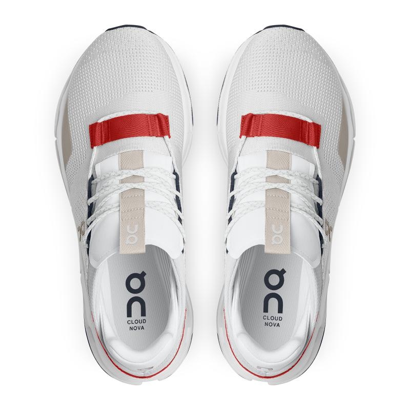 On Running Cloudnova Men's Life Shoes White | Red | YMHEO-9260