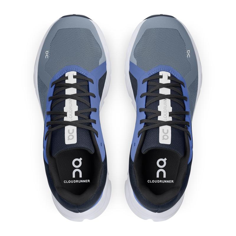 On Running Cloudrunner Men's Road Running Shoes Metal | Midnight Grey | RXDPK-2648