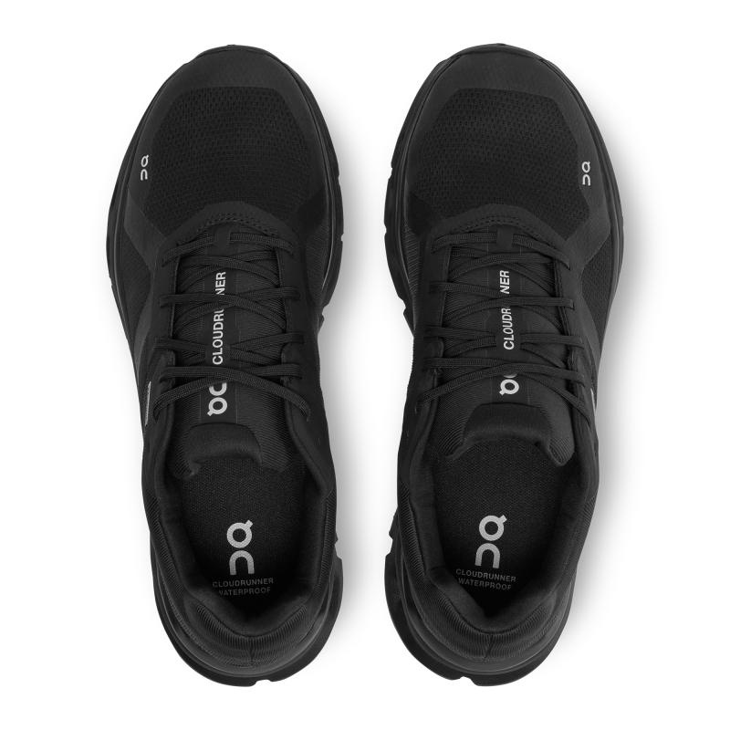 On Running Cloudrunner Waterproof Men's Road Running Shoes Black | HNDPA-9680