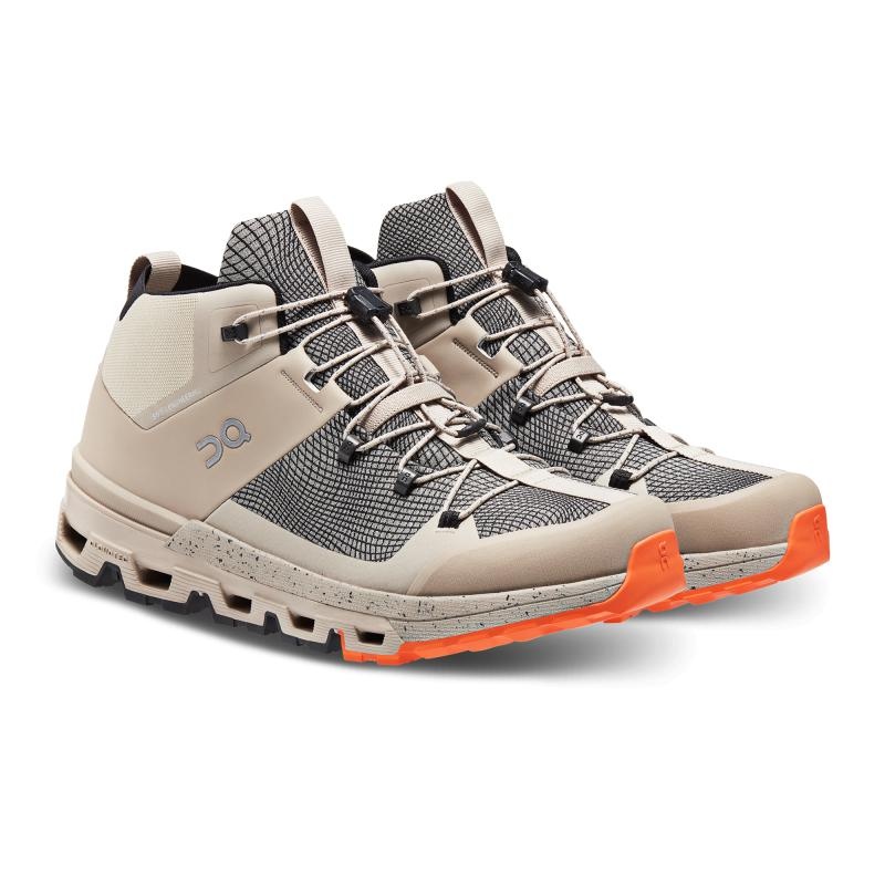 On Running Cloudtrax Sensa Men's Hiking Shoes Sand | Flame Grey | FVLZJ-1495