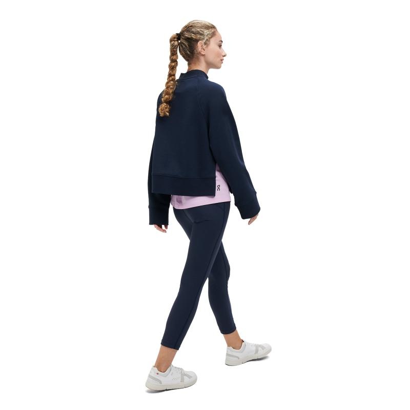 On Running Crew Neck Women's Sweater Navy | JBEGK-4537