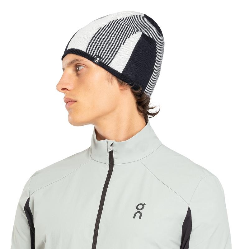 On Running Explorer Merino Men's Beanie Ivory | Black | ALXOE-2640