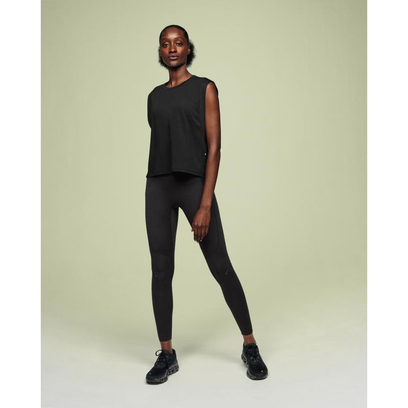 On Running Focus Crop Women's Tank Top Black | RQEDI-5860