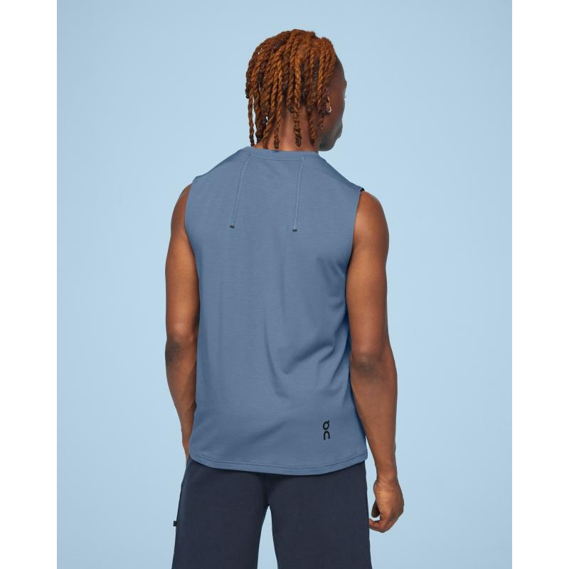 On Running Focus Men's Tank Top Stellar Blue | UXZSY-4183