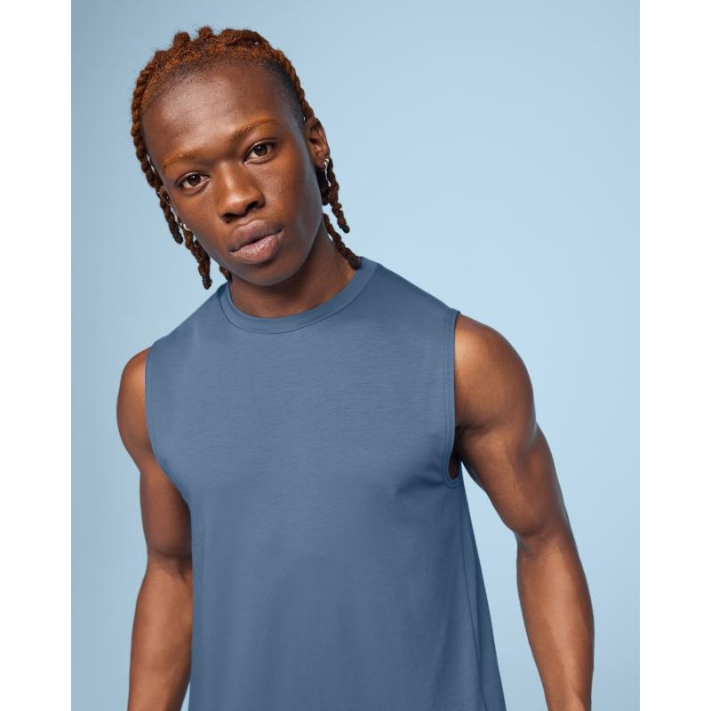 On Running Focus Men\'s Tank Top Stellar Blue | UXZSY-4183