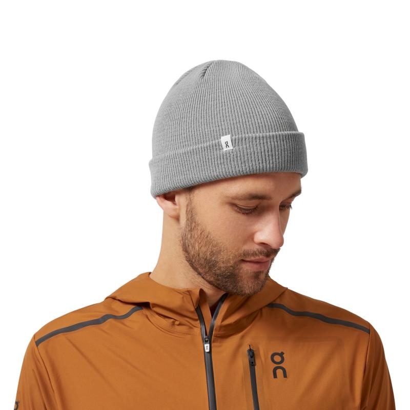 On Running Merino Men\'s Beanie Lunar Grey | UQZAX-2867