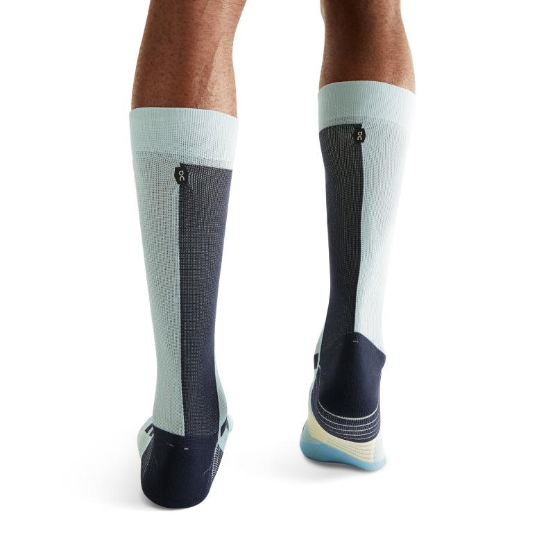 On Running Performance High Men's Sock Hail | Wash Blue | OYZLX-2083