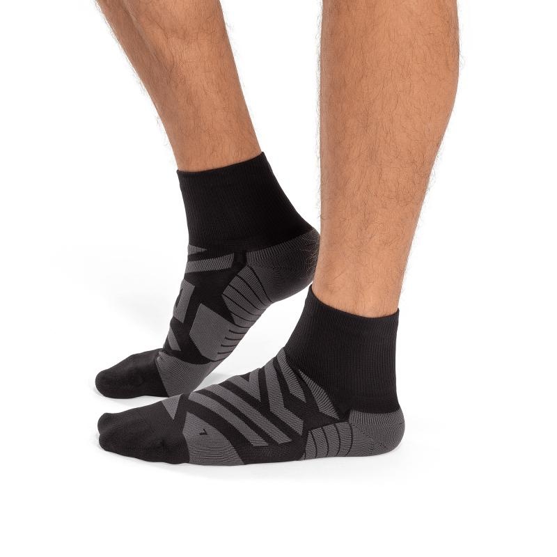 On Running Performance Mid Men\'s Sock Black | Shadow | TGOQN-2398