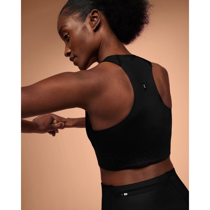 On Running Race Crop Women's Tank Top Black | Shadow | QBGRW-2594