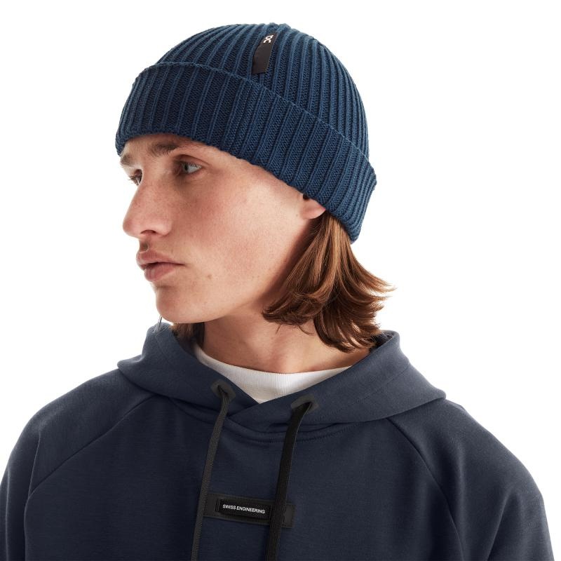 On Running Studio Men's Beanie Navy | QJSPE-8174