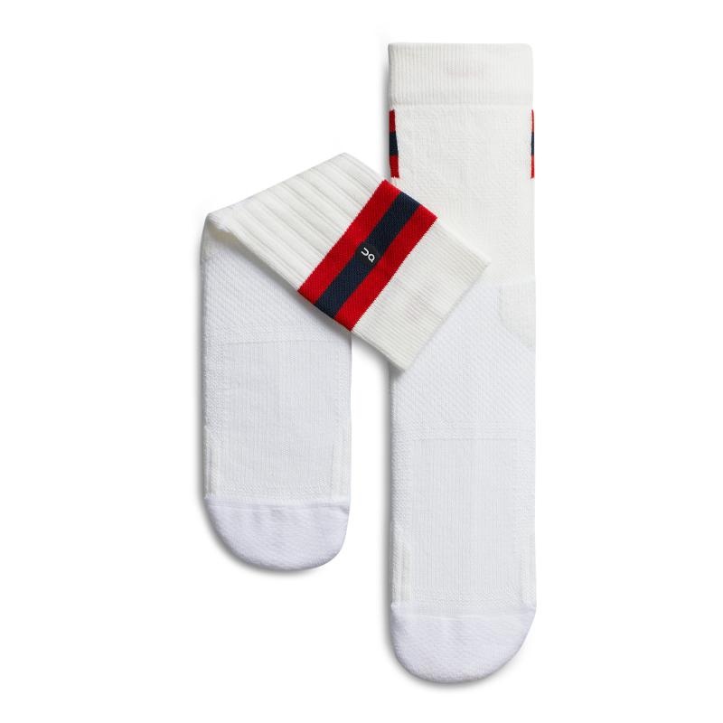 On Running Tennis Men's Sock White | Red | SDJPX-5189