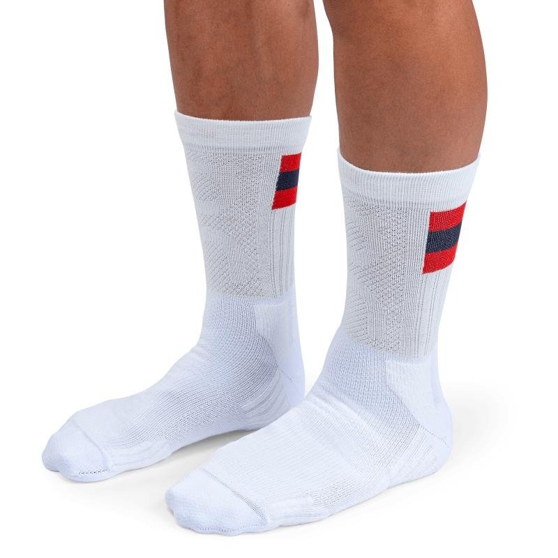 On Running Tennis Men's Sock White | Red | SDJPX-5189