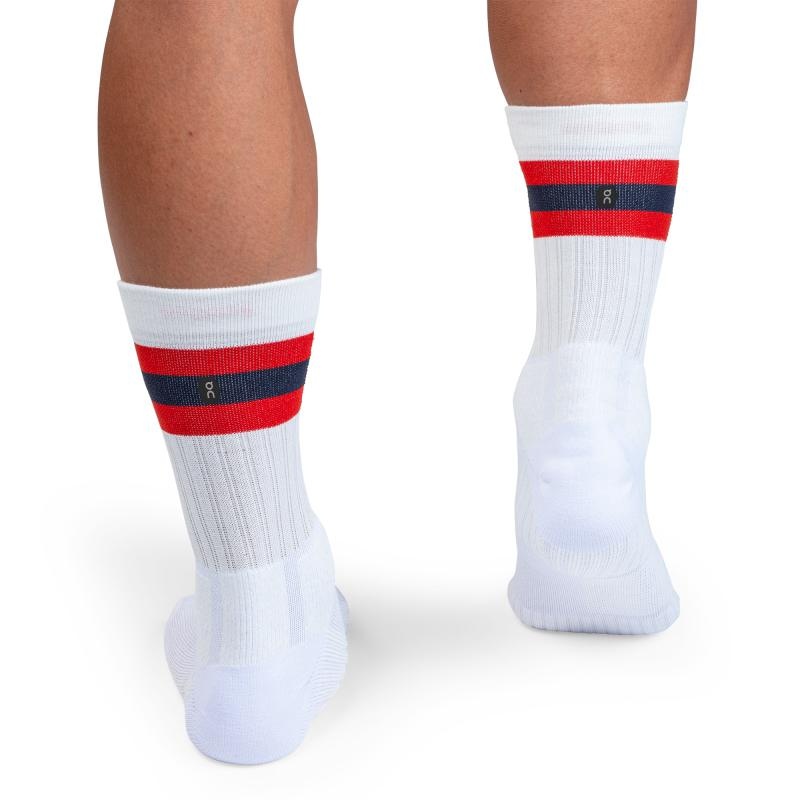 On Running Tennis Men's Sock White | Red | SDJPX-5189