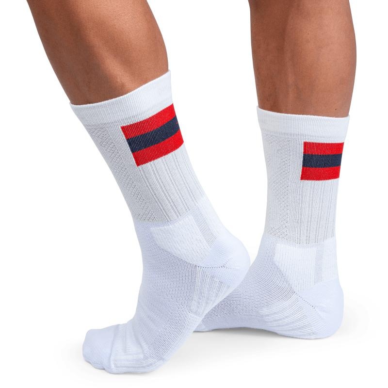 On Running Tennis Men\'s Sock White | Red | SDJPX-5189