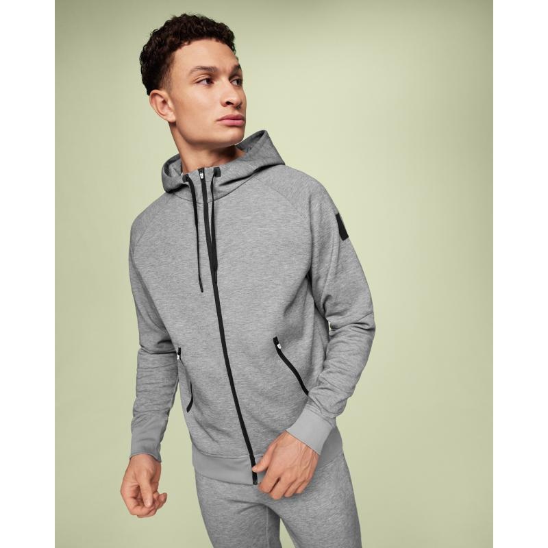 On Running Zipped Men\'s Hoodie Grey | ONBPY-3016