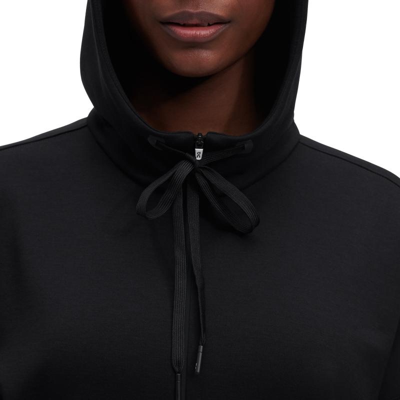 On Running Zipped Women's Hoodie Black | YJFVC-9460